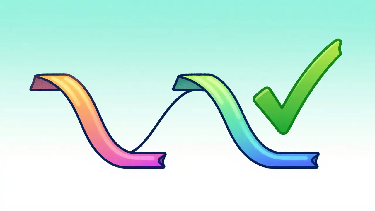 Glowing data curves aligning with green check